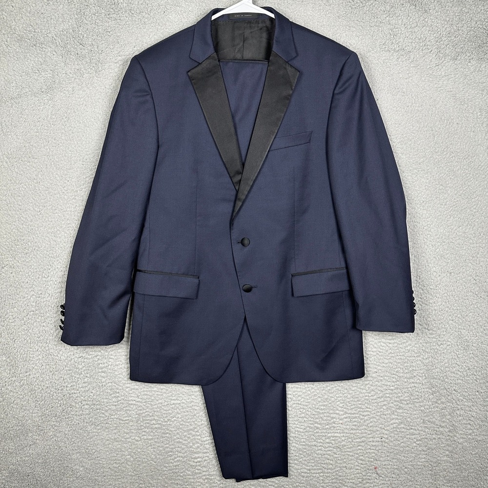 BOSS Hugo Boss 2 Piece Suit Mens 42R 36X30 Guabello Super 120s Navy Wool Tuxedo